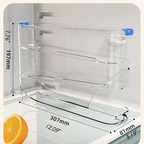 Miniatura 6 de Recipiente para huevos para refrigerador transparente apilable para almacenamiento y organización de cocina (marrón oscuro, 3 niveles)