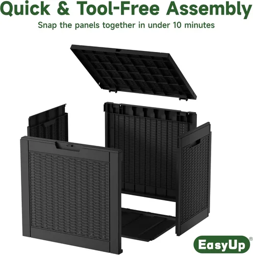 Miniatura 5 de EasyUp Caja de almacenamiento al aire libre de 30 galones, caja de resina para muebles, herramientas de jardín, cajas de almacenamiento exteriores