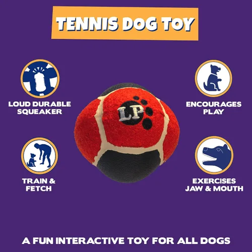 Miniatura 4 de Pet Factory Logical Pet - Pelota de tenis chirriante de 3.5 pulgadas para perro, color rojo, talla única
