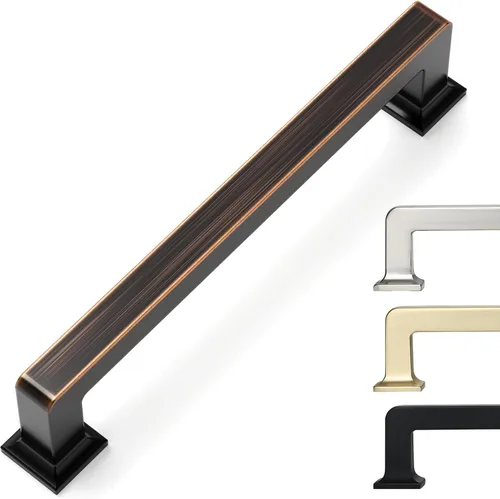 Miniatura 9 de 9BUILD Paquete de 6 pomos de latón cepillado de 1.2 pulgadas para gabinetes, pomos dorados para cajones, perillas cuadradas para gabinetes