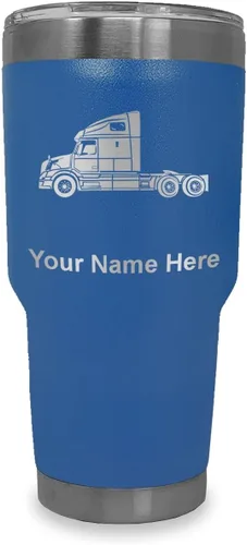 Miniatura 9 de LaserGram Taza aislada al vacío de 20 onzas, cabina de camión, grabado personalizado incluido (negro)