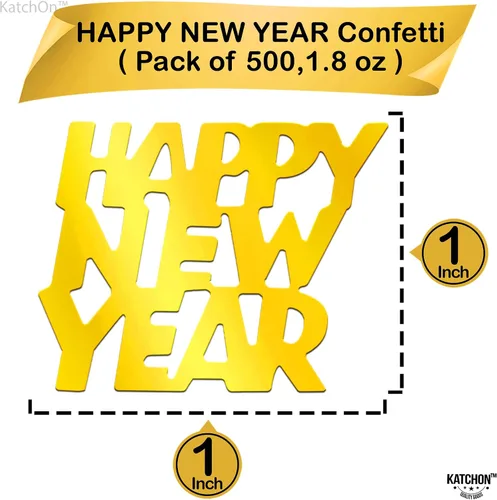 Miniatura 2 de KatchOn, Confeti dorado de feliz año nuevo, 1.8 onzas, paquete de 500 Confeti de Nochevieja, suministros de fiesta de Año Nuevo 2026