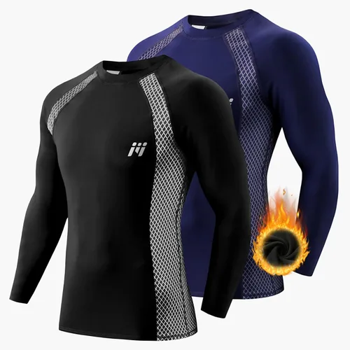 Miniatura 25 de MEETWEE Paquete de 4/5 camisas de compresión térmica para hombre, manga larga, forro polar, capa base, equipo de entrenamiento de invierno