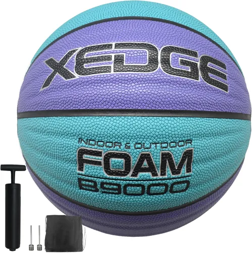 XEDGE Baloncesto de 29.5 pulgadas, tamaño 7, para interiores y exteriores, juego de baloncesto de cuero ondulado con bolsa de transporte, agujas y