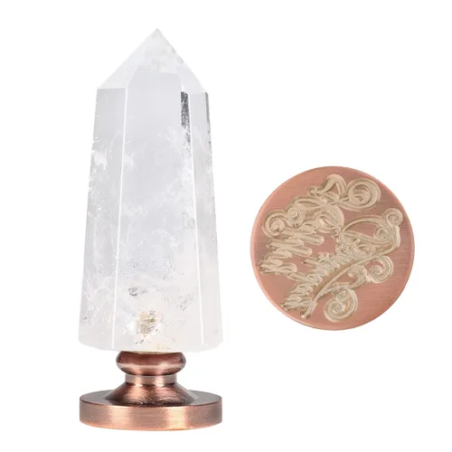 Miniatura 11 de Amogeeli Mango de cera de cristal de roca facetada con cabeza de cobre, sello hexagonal de cera de piedra puntiaguda para invitaciones de boda