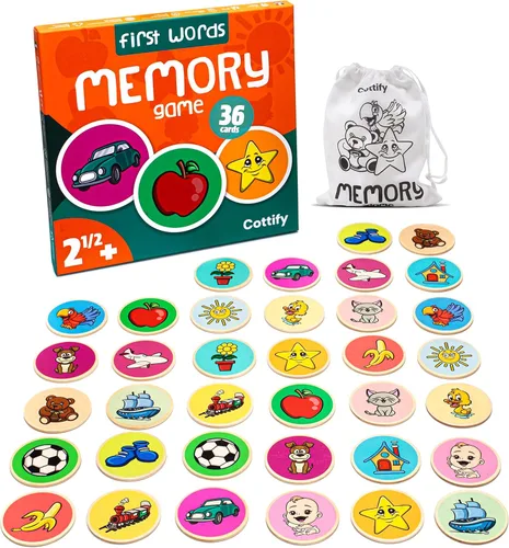Juego de emparejamiento de madera inspirado en Montessori para niños pequeños de 2 a 4 años - Juego duradero, resistente a los arañazos de 36