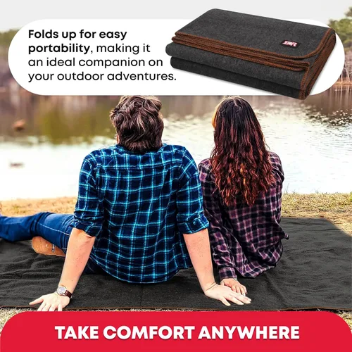 Miniatura 2 de Ever Ready First Aid - Manta de lana militar de 80% lana, cálida, lavable, perfecta para exteriores, camping, picnics, viajes, manta de emergencia