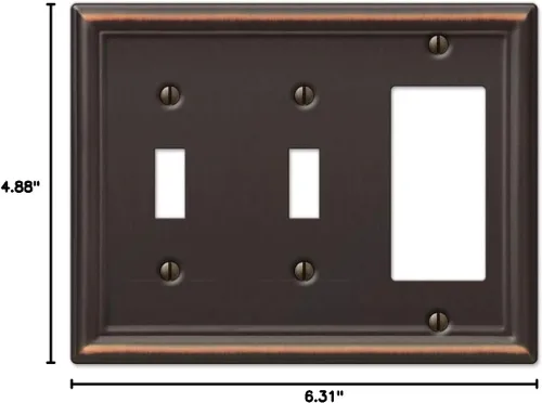 Miniatura 5 de Amerelle 149TTRDB Chelsea - Placa de pared, 2 palancas/1 balancín, acero, bronce envejecido, paquete de 1