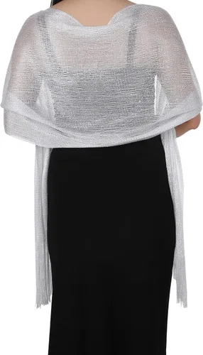 Miniatura 4 de Aster Chales metálicos brillantes y envolturas para vestidos de noche con hebilla para mujer, chales y envolturas para fiesta, novia, dama de honor