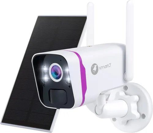 xmartO Sistema de cámara de seguridad solar sin cables WiFi 6, kit de cámara CCTV QHD de 4 cámaras 4MP con NVR WiFi 4K expandible de 10 canales y