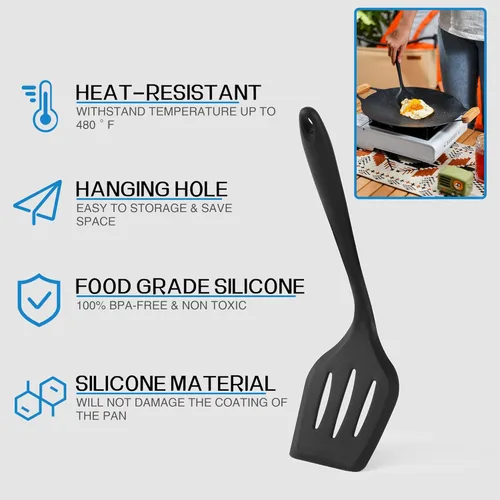 Miniatura 2 de Wesqunie Camping Cooking Essentials Utensils Set - Camp Cookware Kitchen Accessories Kit, Camper Gear Must Haves, Stainless Steel & Silicone, RV Car