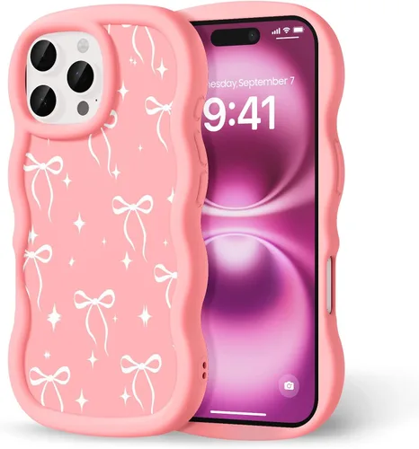 Miniatura 123 de Compatible con iPhone SE/8/7 Funda para Mujeres y Niñas, Marco Ondulado Rizado con Patrón Lindo, Estética Delgada Suave Silicona TPU Parachoques