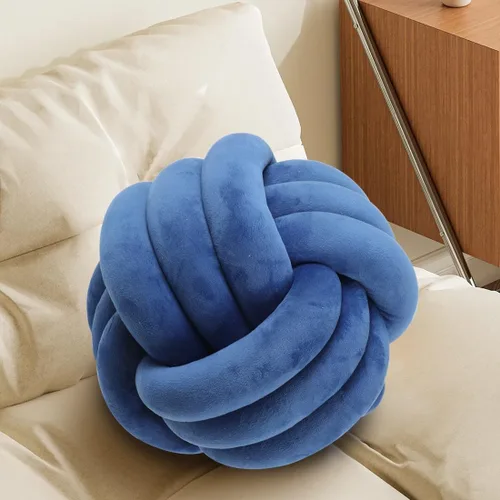 KUCCO - Almohadas redondas de nudo para decoración de habitación de niños, juguetes de peluche para fotografía (azul oscuro, 10.6 in)