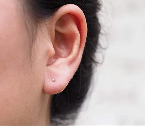 Miniatura 3 de Milacolato 6-12 pares de aretes de plata de ley 925 para mujeres y niñas, chapados en oro blanco de 14 quilates, 0.079 in, juego de aretes de bola