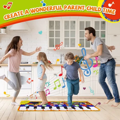 Miniatura 2 de RenFox Alfombrilla de piano para bebé con 25 sonidos musicales, tapete de juego musical para niños, desarrollo educativo temprano, regalo