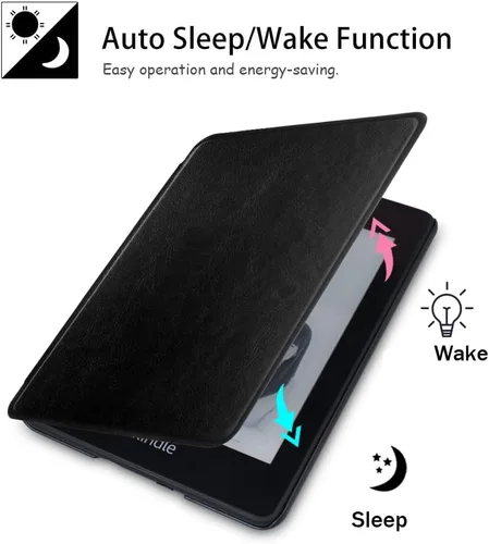 Miniatura 4 de SCSVPN Funda para Kindle de 10ª generación de 6 pulgadas (versión 2019, modelo J9G29R), funda de cuero de alta calidad ultra fina y ligera con Negro