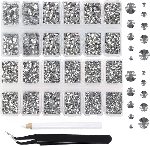 Miniatura 54 de Massive Beads 7800 vasos de hierro termoadhesivos con parte trasera plana, 5 tamaños, diamantes de imitación para hacer proyectos de bricolaje