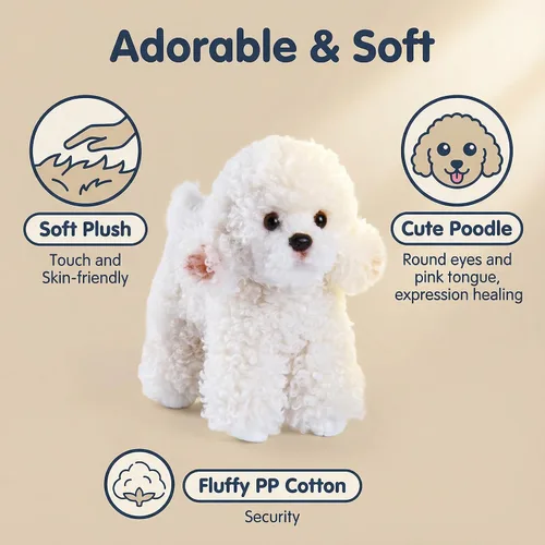 Miniatura 2 de CU-MATE Juguetes de peluche para perros de 12 pulgadas, simulación, realista y realista, suave, juguetes de peluche hechos a mano, regalo para niños