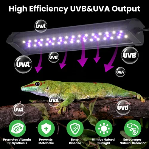 Miniatura 2 de GlowUp Luz LED UVB de 12 pulgadas de atenuación de 10 W para reptiles, UVB 20.0/10.0/5.0/luz morada, 3 modos de luz, temporizador, lámpara de reptil