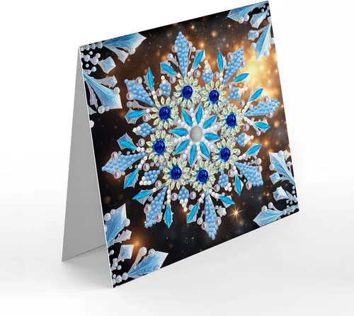 Miniatura 9 de LUSandy Paquete de 12 tarjetas de Navidad con pintura de diamante 5D para adultos, tarjetas de felicitación de arte con diamantes para gatos