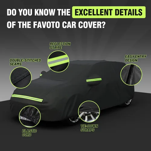 Miniatura 8 de Favoto Funda Impermeable para Automóvil para Todo Clima para Automóviles, 6 Capas de Servicio Pesado para Exteriores Protección contra Lluvia Polvo