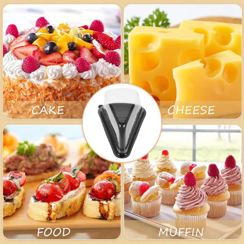Miniatura 7 de KICHOUSE 10 piezas de caja de mousse triangular de plástico con tapa transparente, recipiente de pastel reutilizable de grado alimenticio