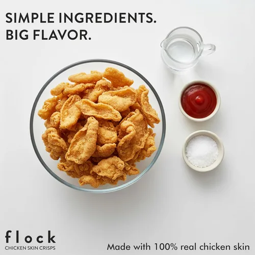 Miniatura 4 de Flock Chips de piel de pollo Keto – Sabor original, bajo en carbohidratos, alto en proteínas, chips crujientes de pollo sin gluten, aperitivo Keto