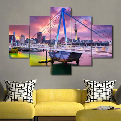 Miniatura 40 de TUMOVO Fotos en lienzo de Estados Unidos, Cincinnati, Ohio, Skyline at Dusk para tu sala de estar, impresiones de paisaje urbano de rascacielos
