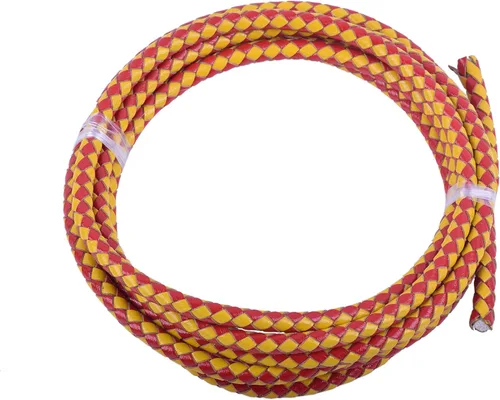 Miniatura 46 de KONMAY 2 yardas 8.0mm Cordón redondo de cuero trenzado auténtico marrón antiguo para corbata de bolo