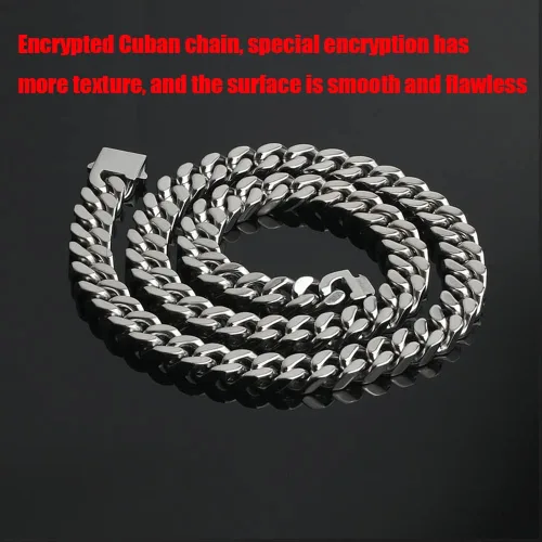 Miniatura 9 de Collar para hombre, cadena cubana, cadenas de acero inoxidable para hombres y mujeres, joyería gruesa Miami Hip Hop Big Gargantilla de 911130.591in