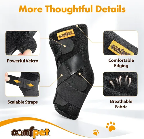 Miniatura 7 de Rodillera de corvejón para perros medianos (6.8-18 kg), soporte ajustable para pierna trasera para Beagle, Cocker Spaniel, Bulldog, alivio
