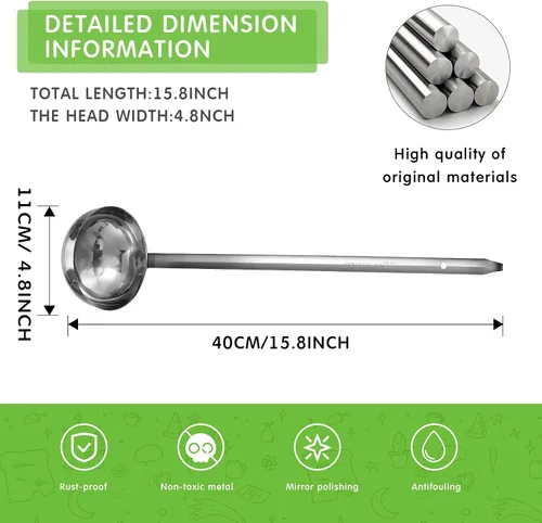 Miniatura 2 de meekoo Cucharón de acero inoxidable con mango de sopa con borde de vertido para cocina cocina salsa de sopa