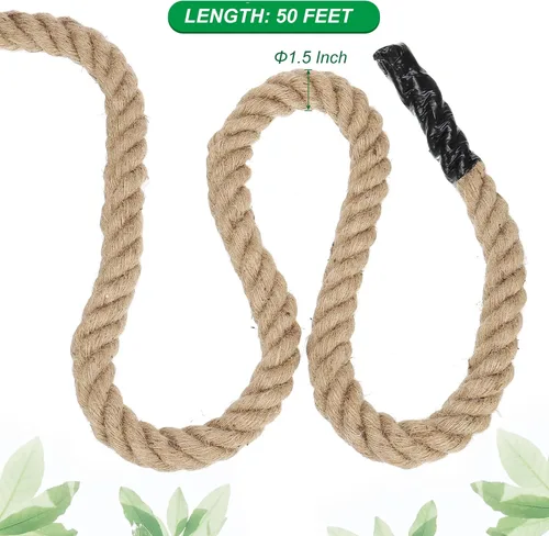 Miniatura 2 de PATIKIL Cuerda de yute trenzada de 1-1/2 pulgadas x 50 pies, cuerda de yute gruesa natural, cuerda de arpillera para muelles, barandillas