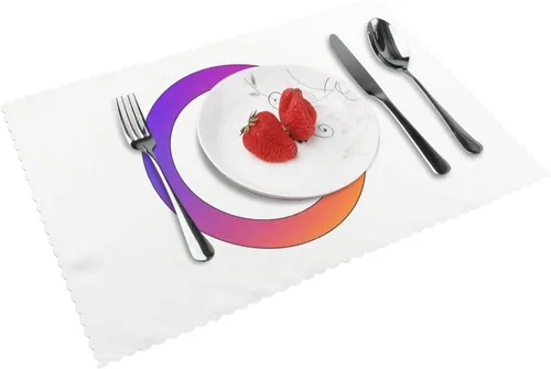 Miniatura 9 de Rectangular Placemats Set of 4, Heat Resistant Flower Doodles Printed Kitchen Dining Table Mats