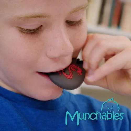 Miniatura 6 de Collar sensorial masticable de dragón para adultos o niños, joyería de juguete masticable para niños y niñas (azul marino/negro)