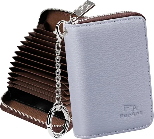 FurArt Cartera con Cremallera para Mujeres, Cartera con Bloqueo RFID para Tarjetas de Crédito, Portador de Tarjetas de Presentación, Cartera Llavero