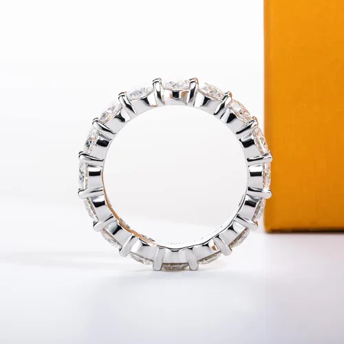 Miniatura 4 de AimiIee Moissanite Eternity Rings 1cttw D Color VVS1 Clarity Round Brilliant Cut Moissanite Diamond S925 Sterling Silver Stackable Wedding