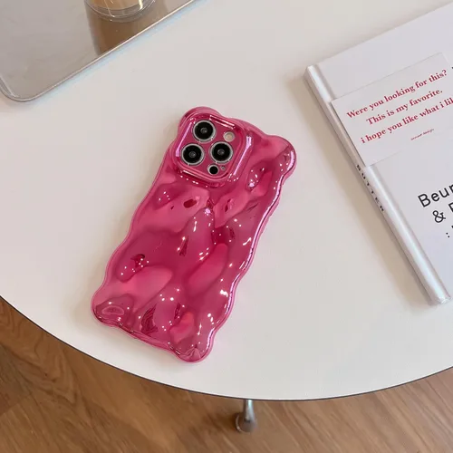 Miniatura 7 de JANDM Funda para iPhone 13 Pro, 3D Wave Bubble Shape Ripple Chrome Pattern Soft Non-Yellowing Case Glitter Shiny Camera Shockproof Women Girls Cover