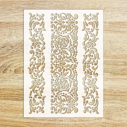 Plantilla decorativa floral victoriana FLONZ de 6 x 8 pulgadas, plantilla decorativa para pintura de pared, álbumes de recortes y decoración de