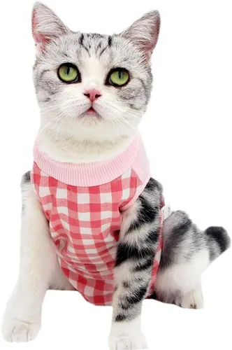 Traje de recuperación para gatos para heridas abdominales o enfermedades de la piel, mameluco de gato para gatos después de la cirugía, traje de