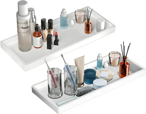 Miniatura 12 de BBK Bandeja de Tocador de Baño - Paquete de 2 (7.8" y 11.8") Bandejas de Silicona para Baño para Encimera, Bandeja para Perfume Llaves Baratijas