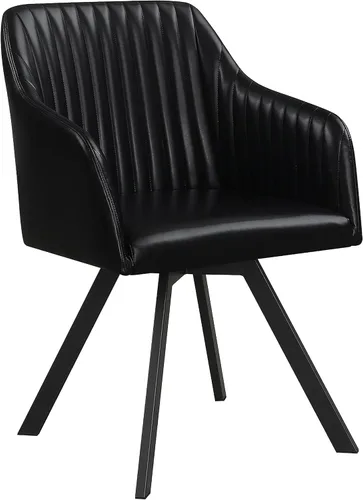 Coaster Home Furnishings - Arika - Silla de comedor de cuero sintético - Base giratoria, respaldo copetudo, brazos inclinados, asiento tapizado -