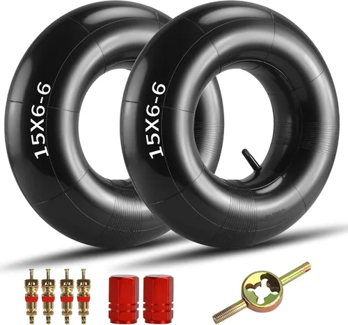 Tubo interior de goma butílica de 15 x 6.00-6 resistente con vástago de válvula recto TR-13 para cortadoras de césped, tractores de patio,