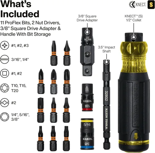 Miniatura 2 de Klein Tools 32517HD KNECT 17 en 1 destornillador híbrido con clasificación de impacto/destornillador de tuercas, magnético, enchufe abatible, 11