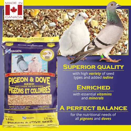 Miniatura 2 de Hagen Pigeon & Dove Seed, Fórmula Original de Alimento para Aves, Bolsa de 6 lb – Mezcla de Semillas Nutricionalmente Completa con Vitaminas