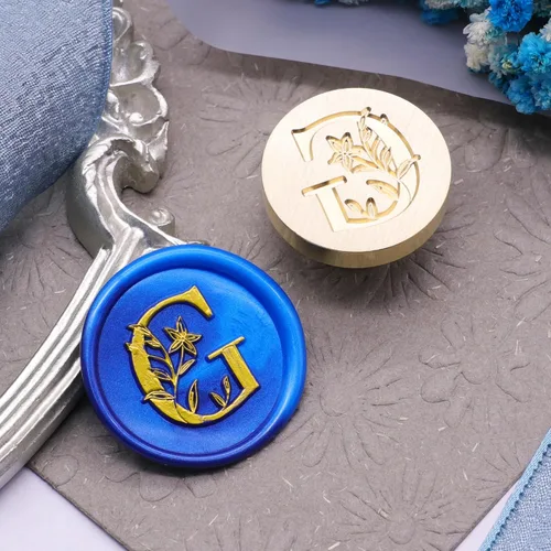 Miniatura 3 de SWANGSA Kit de sello de cera del alfabeto G, elegante sello de sellado de letras florales botánicas con 200 cuentas de cera de sellado (G)
