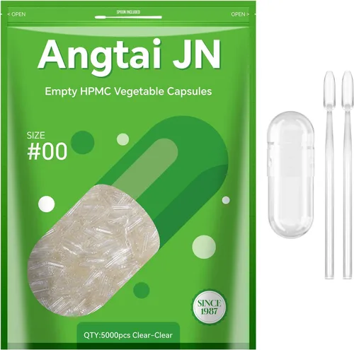 Cápsulas veganas tamaño 00 vacías a base de plantas transparentes (5,000 unidades) sin gluten, sin OMG, kit de llenado de pastillas con