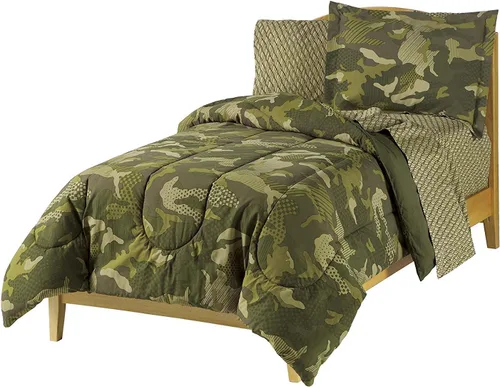 everydayhomeoutlet Dream Factory - Juego de edredón para niños, diseño de camuflaje verde militar, multicolor, tamaño individual