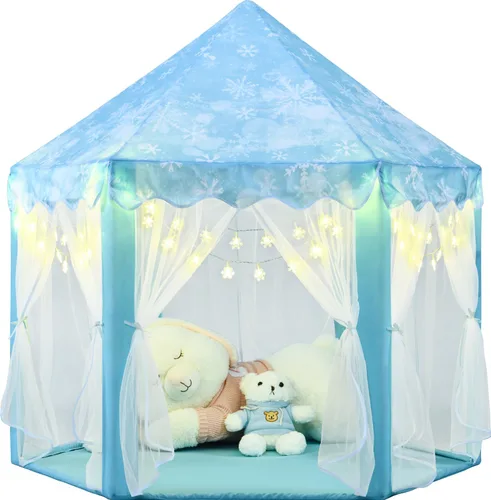 Miniatura 7 de Tienda de campaña de princesa púrpura para niñas, tienda de campaña para niños con luces LED de estrellas pequeñas, tienda de casa