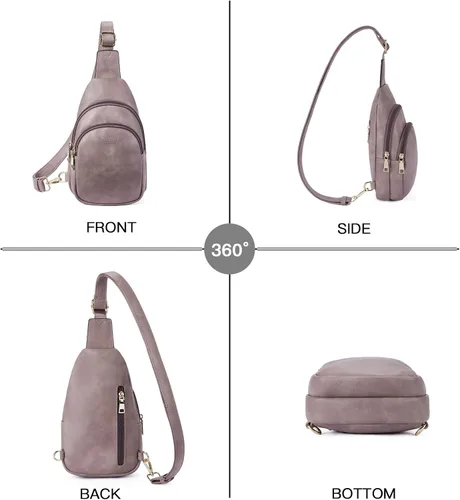 Miniatura 182 de Telena Riñonera pequeña para mujer, de cuero, cangureras, bolsa de pecho para mujer